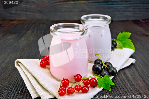 Image of Milk cocktail with red and black currant on board