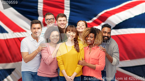 Image of international group of happy smiling people