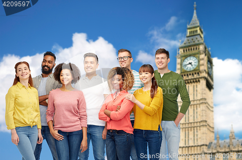 Image of international group of happy people over big ben 