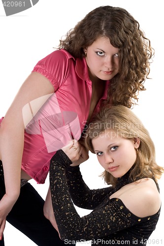 Image of Two sexy beauty young women. Isolated. 2