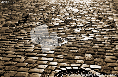 Image of road with paved stone blocks