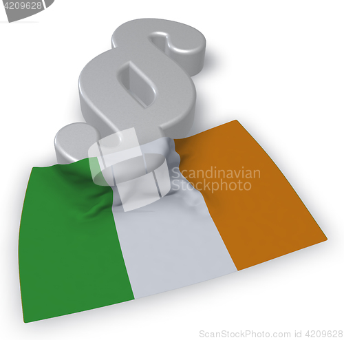 Image of paragraph symbol and irish flag - 3d illustration