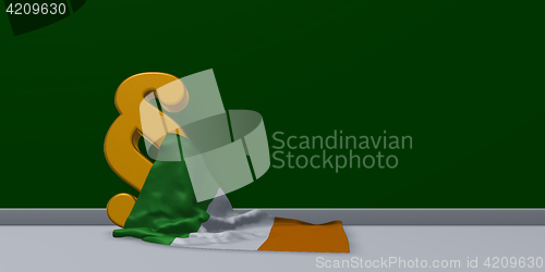 Image of paragraph symbol and irish flag - 3d illustration