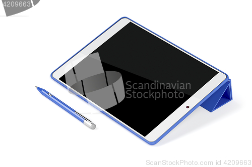 Image of Tablet on stand and digital pen