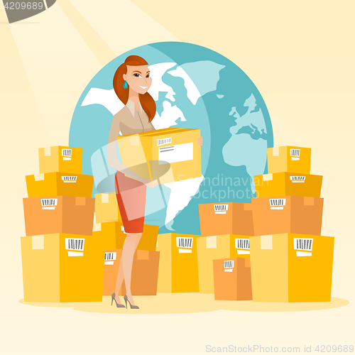 Image of Business worker of international delivery service.