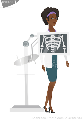 Image of Doctor during x ray procedure vector illustration