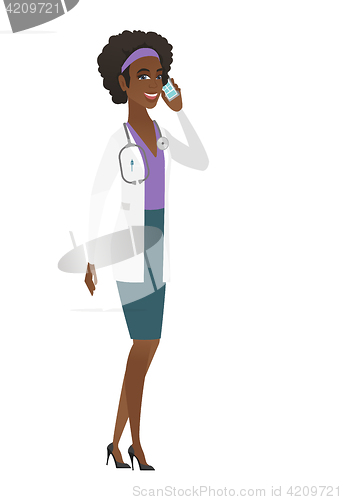 Image of Doctor talking on a mobile phone.