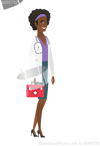 Image of Doctor holding first aid box vector illustration.