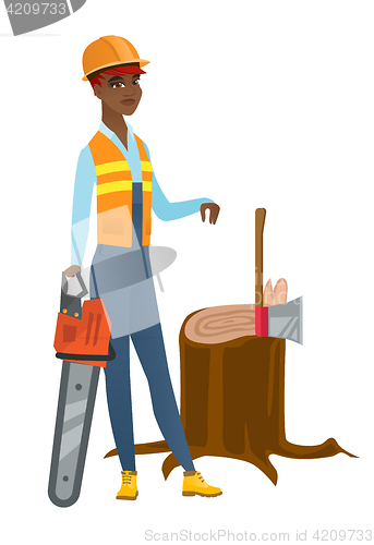 Image of Lumberjack with chainsaw vector illustration.