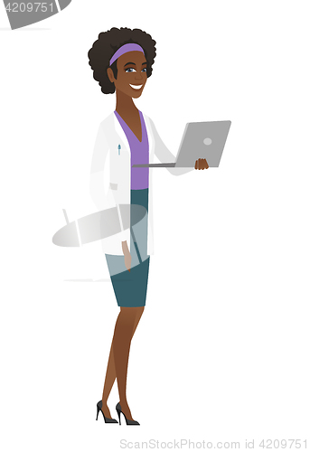 Image of Doctor using laptop vector illustration.