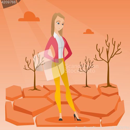 Image of Sad woman in the desert vector illustration.