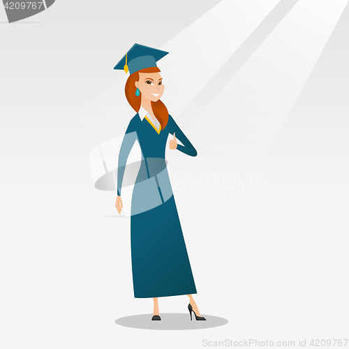 Image of Graduate giving thumb up vector illustration.