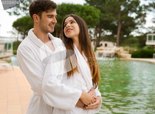 Image of Young couple enjoying vacations