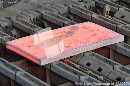 Image of Hot slab inside of steel plant