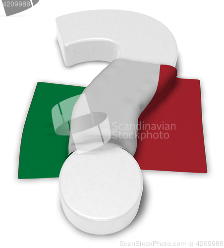 Image of question mark and flag of italy - 3d illustration