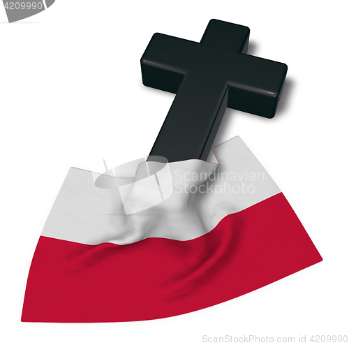 Image of christian cross and flag of poland - 3d rendering