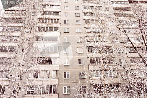 Image of Abstrtact View of Old Multistory Residential Building