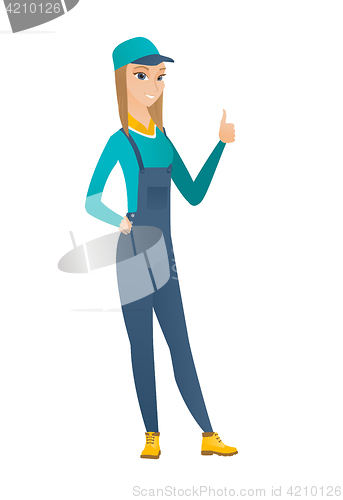 Image of Mechanic giving thumb up vector illustration.