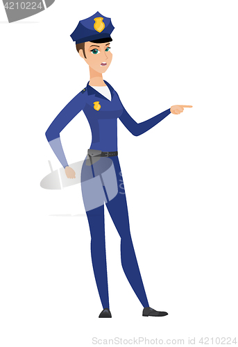Image of Furious policewoman screaming vector illustration.