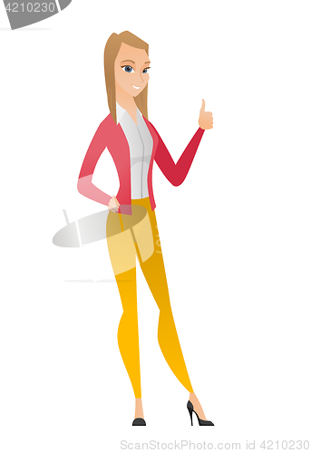 Image of Business woman giving thumb up vector illustration