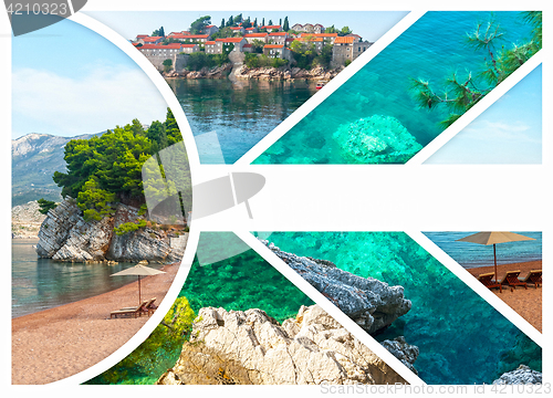 Image of The collage of Sveti Stefan island in Montenegro