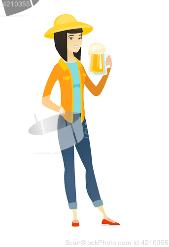 Image of Farmer drinking beer vector illustration.