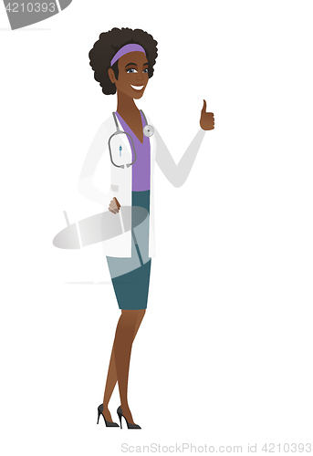 Image of Doctor giving thumb up vector illustration.