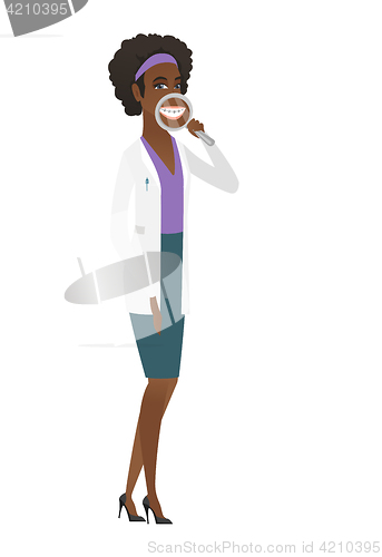 Image of Woman brushing her teeth vector illustration.