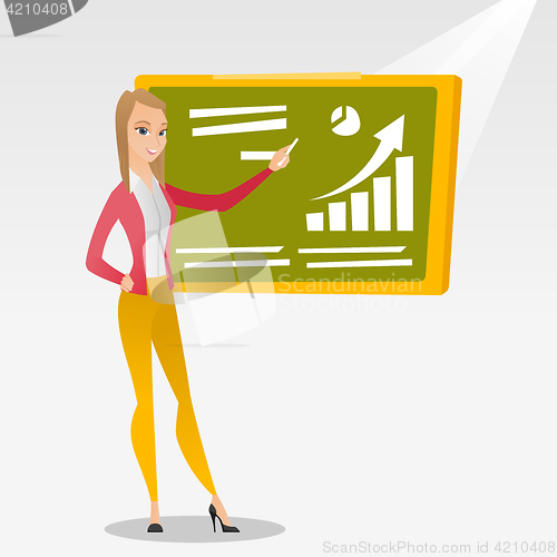 Image of Woman writing on a chalkboard vector illustration.