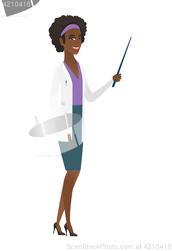 Image of African-american doctor holding pointer stick.