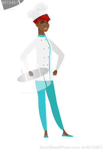 Image of Young african-american angry chef cook screaming.