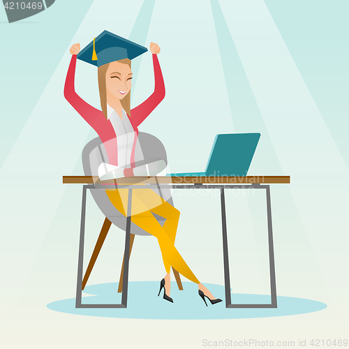 Image of Student using laptop for education.