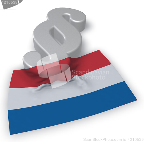 Image of paragraph symbol and dutch flag - 3d illustration