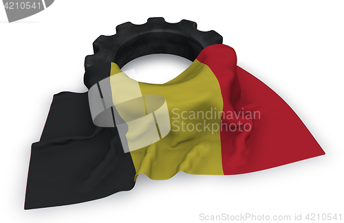 Image of gear wheel and flag of belgium - 3d rendering