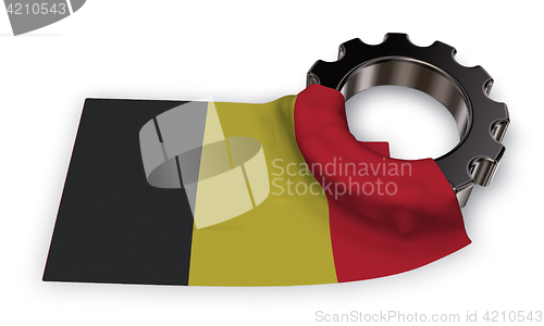Image of gear wheel and flag of belgium - 3d rendering