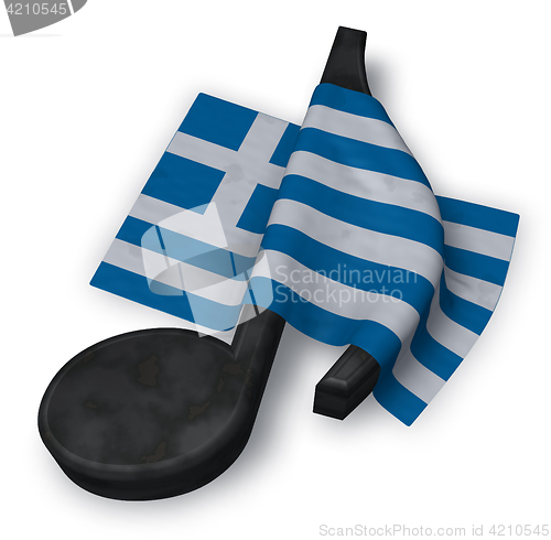 Image of music note and flag of greece - 3d rendering