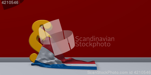 Image of paragraph symbol and dutch flag - 3d illustration