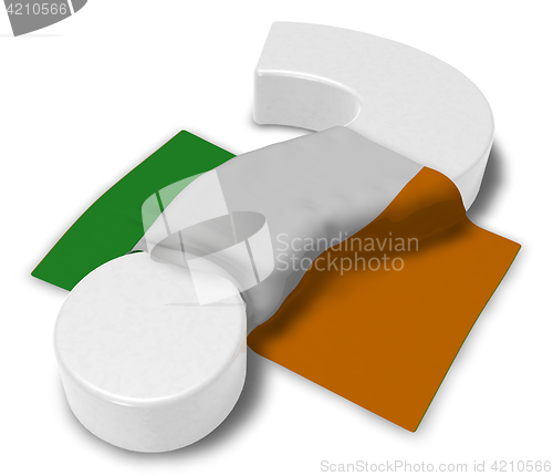 Image of question mark and flag of ireland - 3d illustration