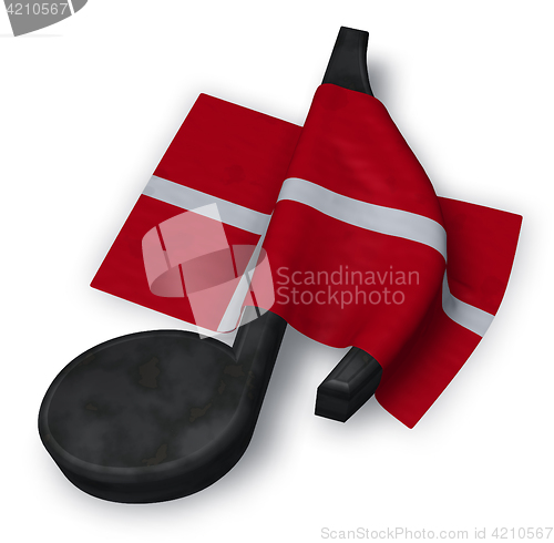 Image of music note and danish flag - 3d rendering