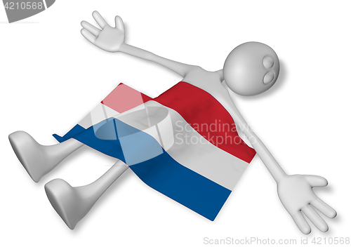 Image of dead cartoon guy and flag of the netherlands - 3d illustration