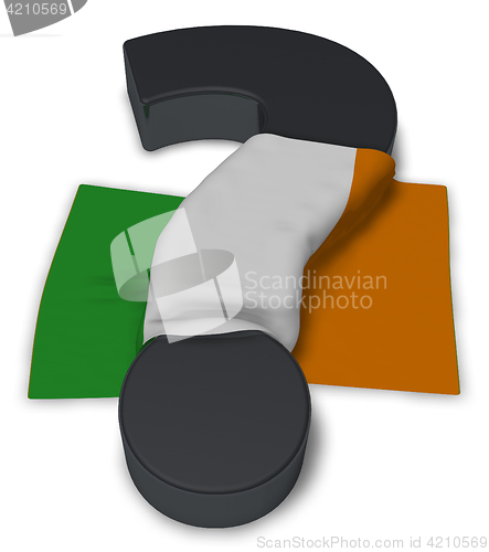 Image of question mark and flag of ireland - 3d illustration