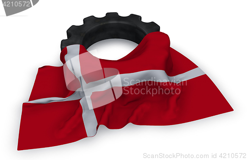 Image of gear wheel and flag of denmark - 3d rendering