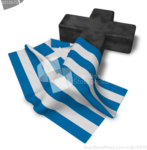 Image of christian cross and flag of greece - 3d rendering