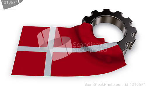 Image of gear wheel and flag of denmark - 3d rendering