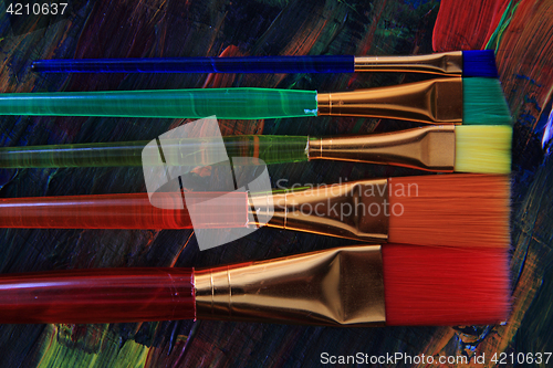 Image of color palette texture with brushes