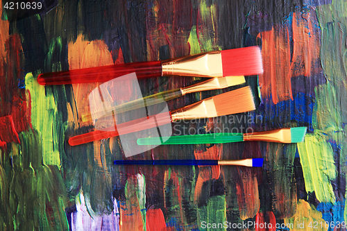 Image of color palette texture with brushes