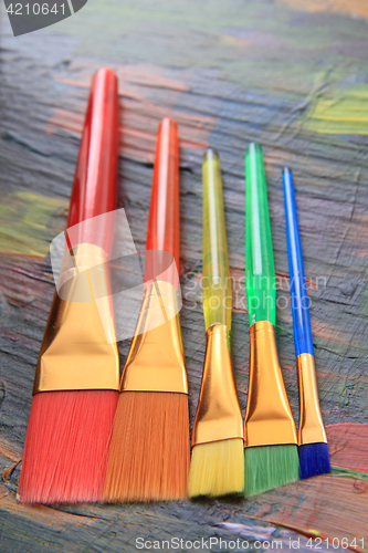 Image of color palette texture with brushes