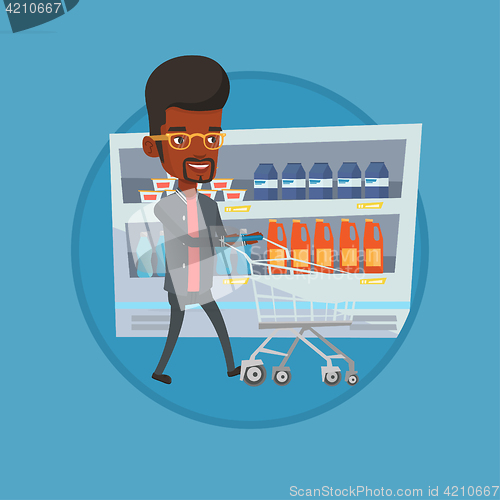 Image of Customer with shopping cart vector illustration.