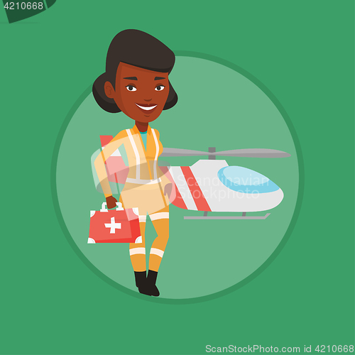 Image of Doctor of air ambulance vector illustration.