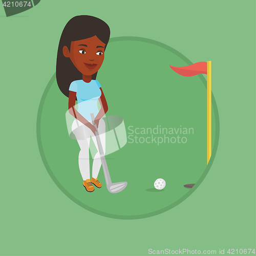 Image of Golfer hitting the ball vector illustration.